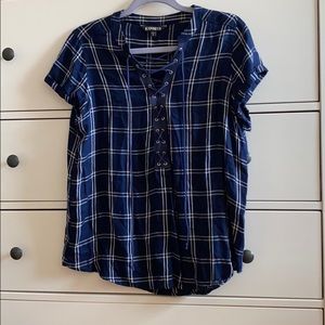 NWOT EXPRESS FLANNEL LACE UP BLOUSE